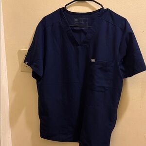 Figs. woman scrubs  2  Navy Blue V-Neck Shirt with pockets